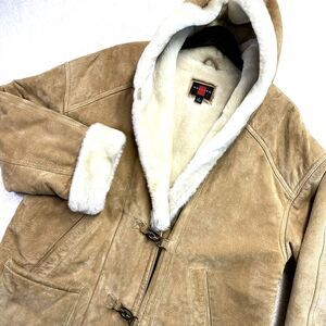 Vintage Gallery Suede Coat XS Shearling Hooded Penny Lane Western Rancher Cowboy